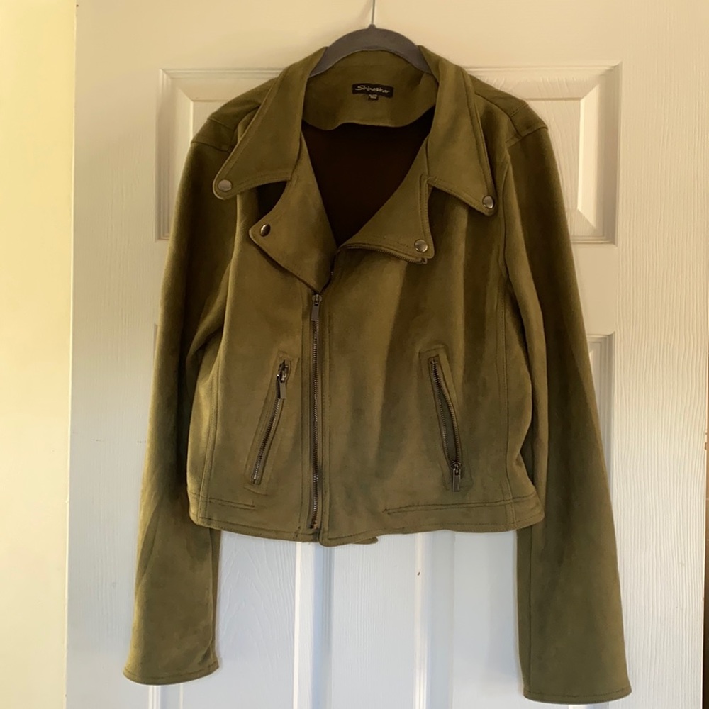 Women’s Size XL Olive Shinestar Moto jacket NWOT Never worn